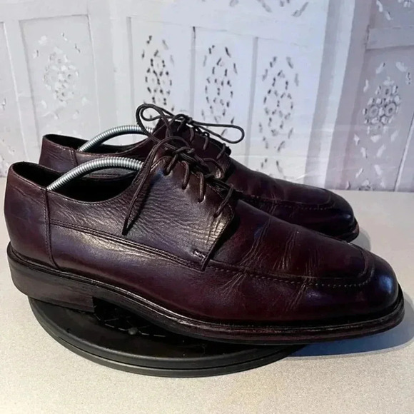 Cole Haan Derby Dress Shoes Mens Size 11 Brown Lace Up Leather Square Apron Toe - Picture 1 of 8